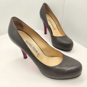 Luciano Padovan pumps 10 grey leather platform heels feminine luxury Made Italy